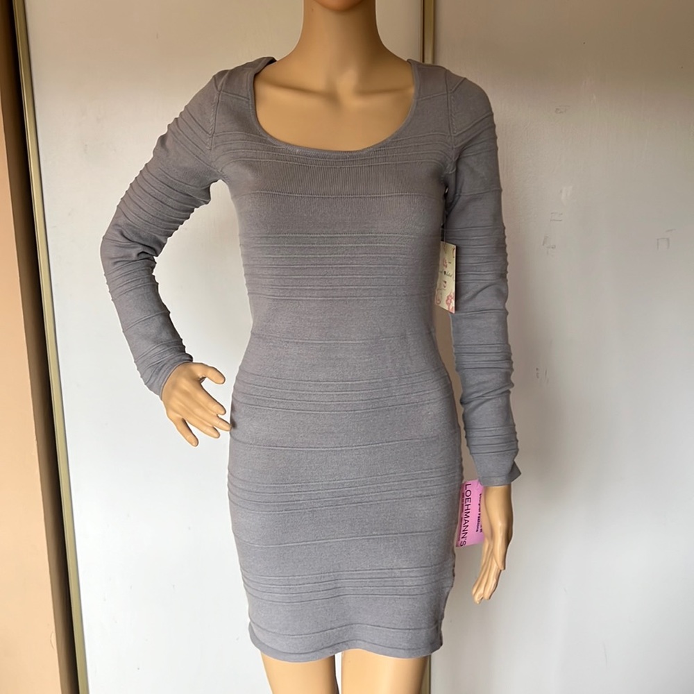 Derek Heart Vintage grey bodycon sweater dress with back opening. Size M